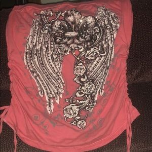 Size M Coral Strapless Top